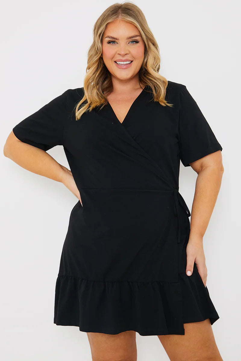 Short Sleeve Wrap Swing Dress