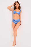 Printed Frill Strap Bust Detail Bikini Top