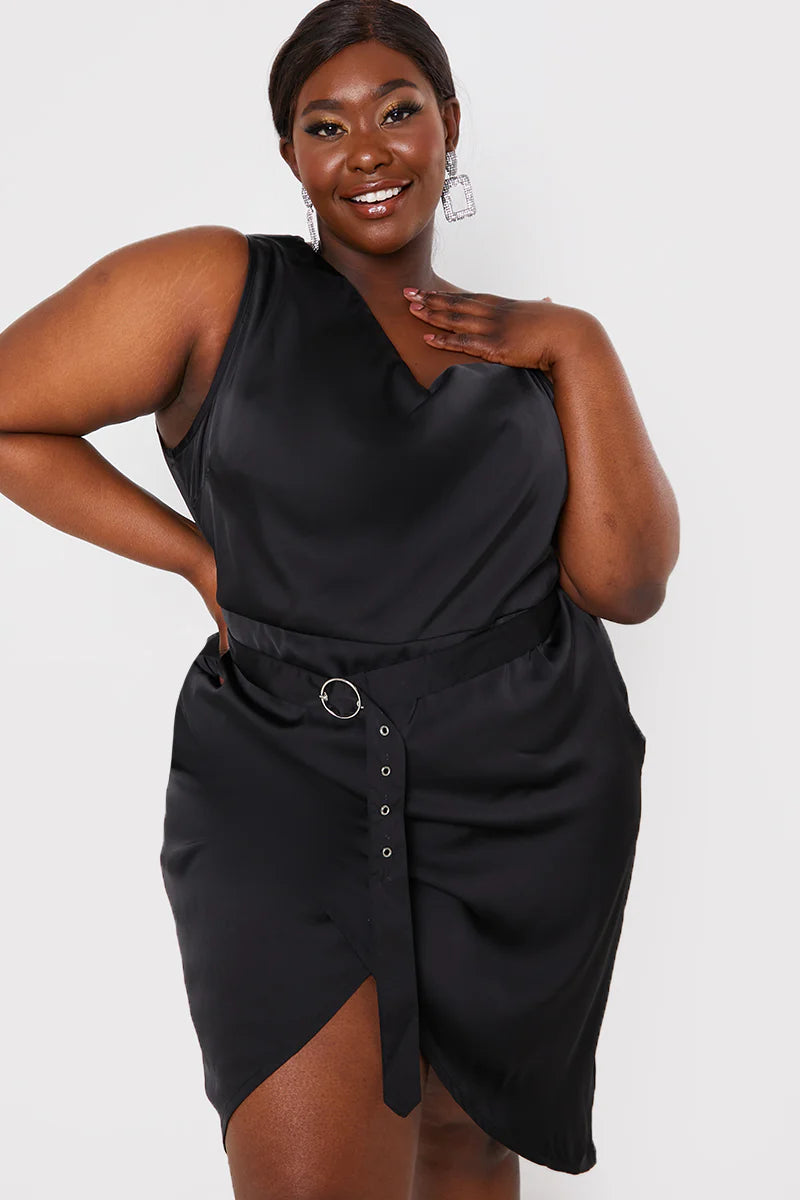 Asymmetric Cowl Neck Dress