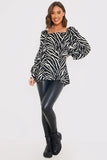 Zebra Woven Balloon Sleeve Blouse