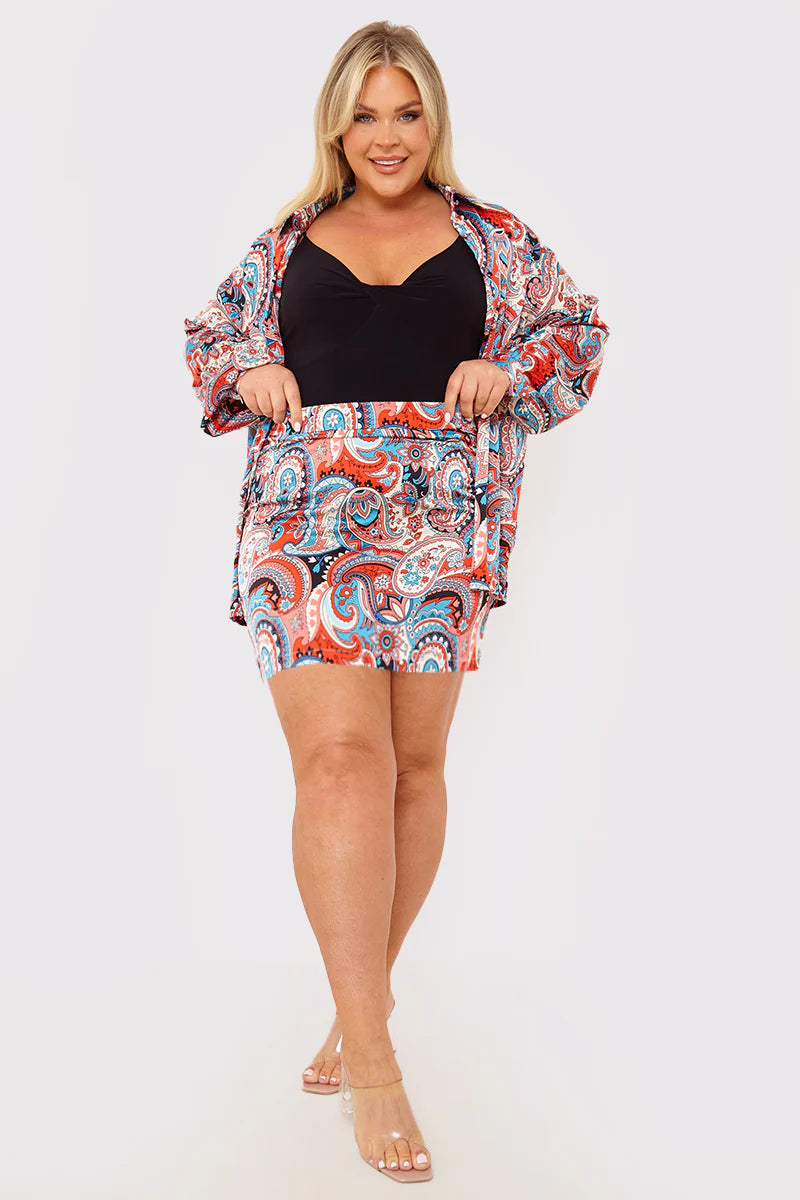 Paisley Print Mini Skirt