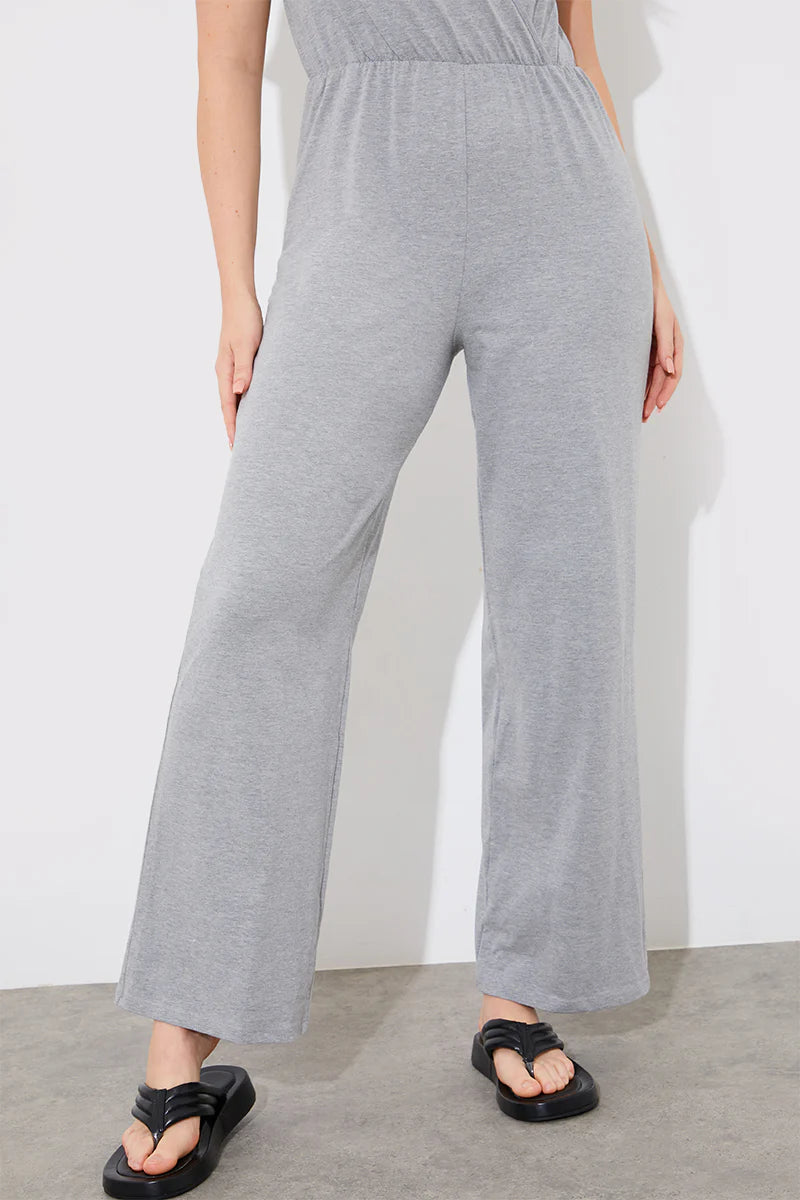 Short Sleeve Wrap Wide Leg Jumpsuit