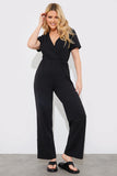 Short Sleeve Wrap Wide Leg Jumpsuit