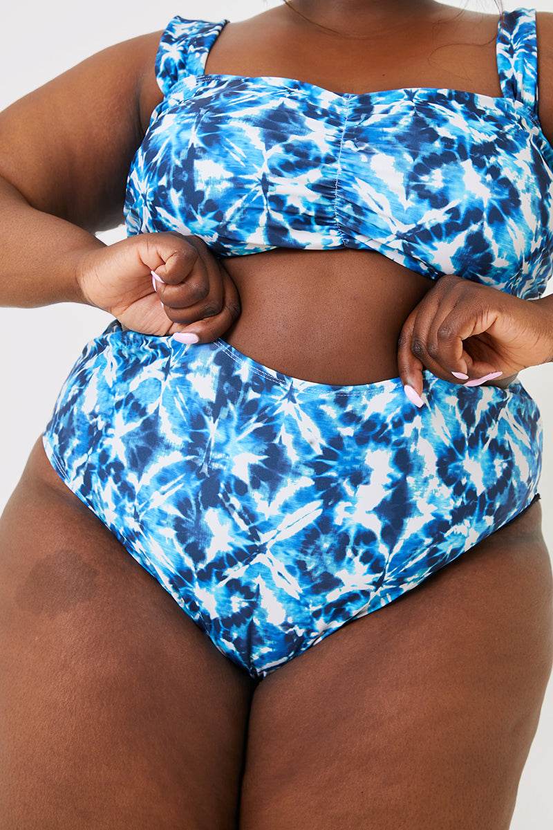 Abstract Print High Waisted Bikini Bottoms