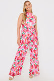 Plisse Sleeveless Wide Leg Jumpsuit