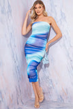 Ombre Mesh Bandeau Midi Dress