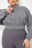 Half Zip Up Cropped Jersey Sweater