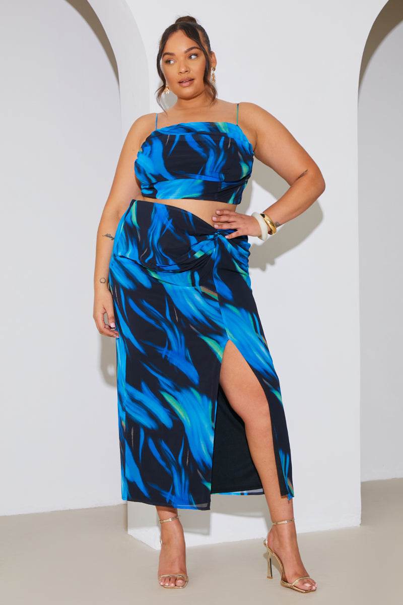 Abstract Print Draped Cami Co-Ord Top