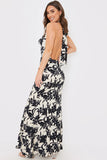 Floral Print Cowl Neck Maxi Dress
