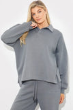 Collared Button Up Jersey Sweatshirt
