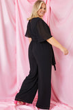 Square Neck Lace Trim Wide Leg Jumpsuit