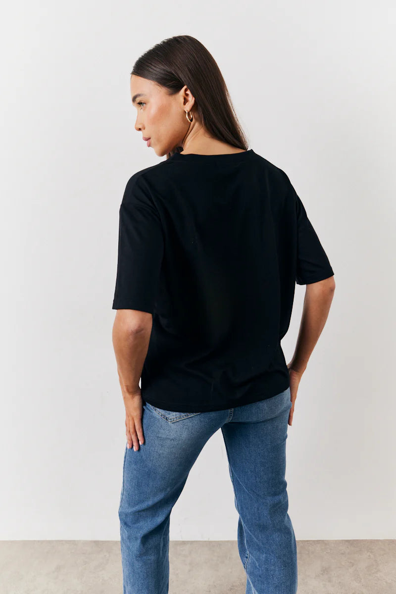 Black and White 2 Pack Slouchy V-Neck T-Shirt
