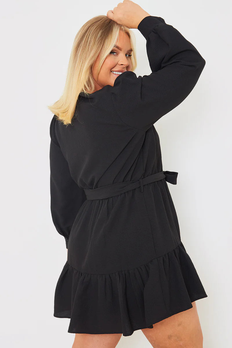 Button Detail Tie Waist Mini Dress