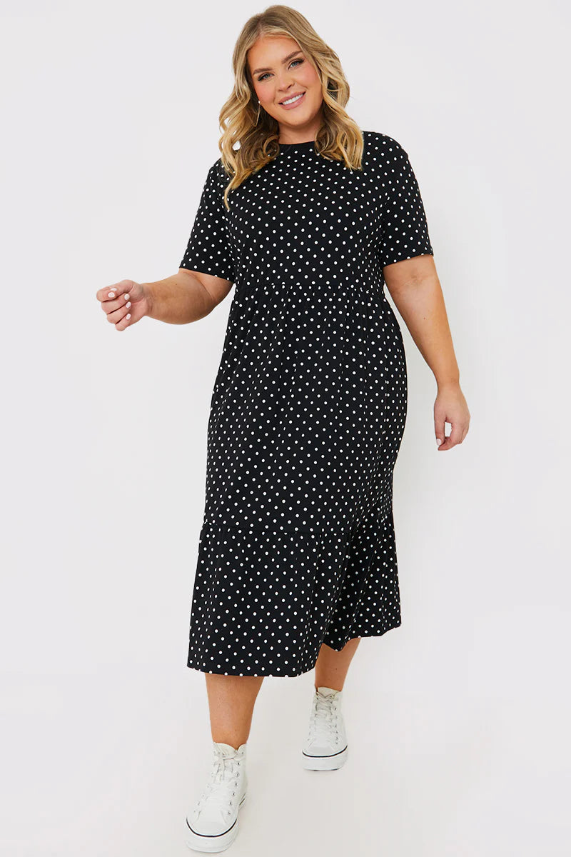 Polka Dot Smock Midaxi T-Shirt Dress