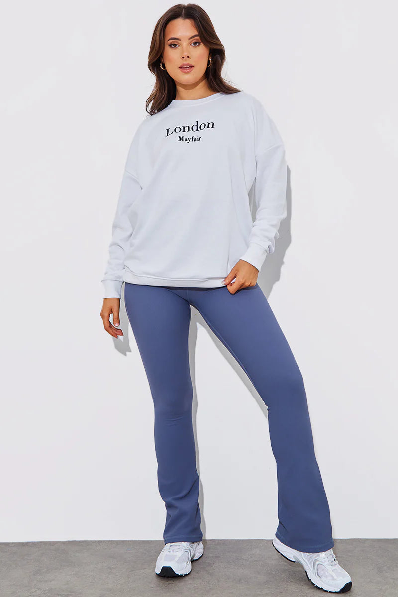 High Waist Kick Flare Rib Trouser