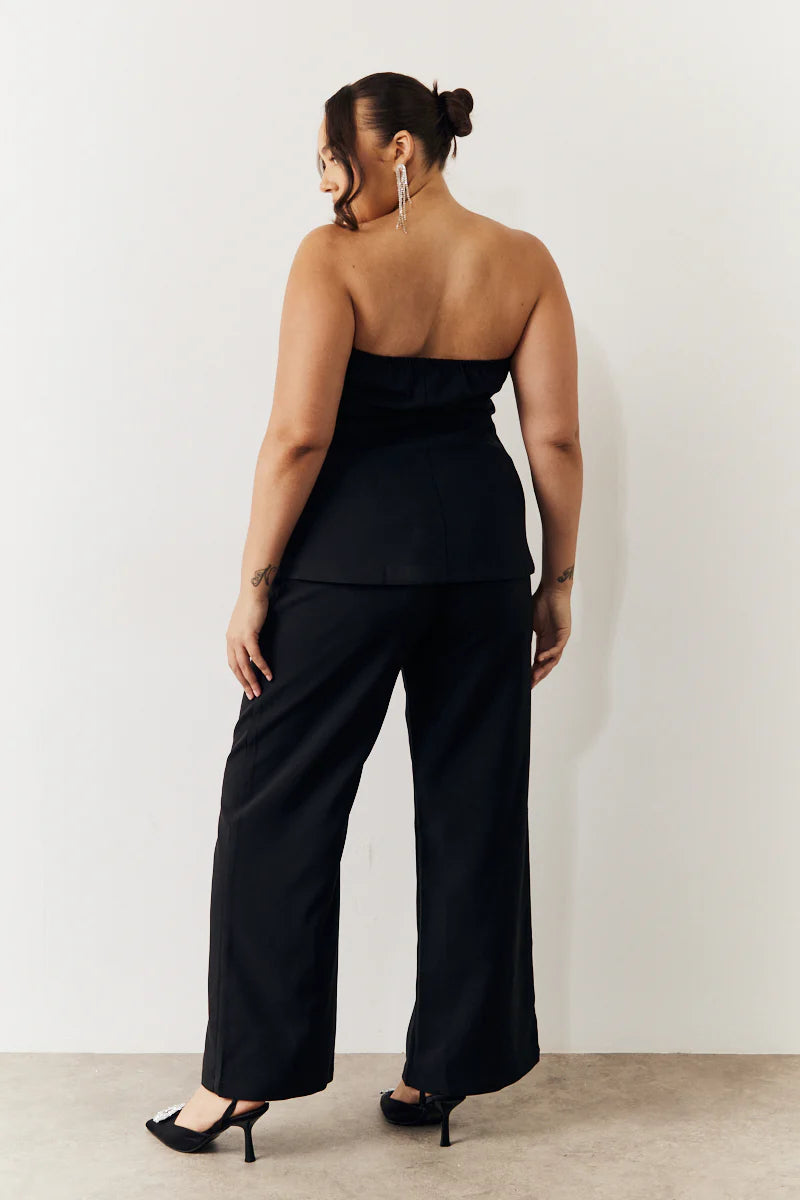 Black Bandeau Sweetheart Neckline Waistcoat