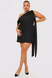 Satin Asymmetric Neckline Mini Dress