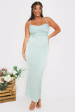 Satin Cowl Neck Maxi Dress