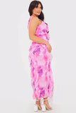 Abstract Floral Frill Detail Maxi Dress