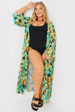 Abstract Print Tie Front Beach Kimono