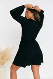 Wrap Front Textured Skater Dress