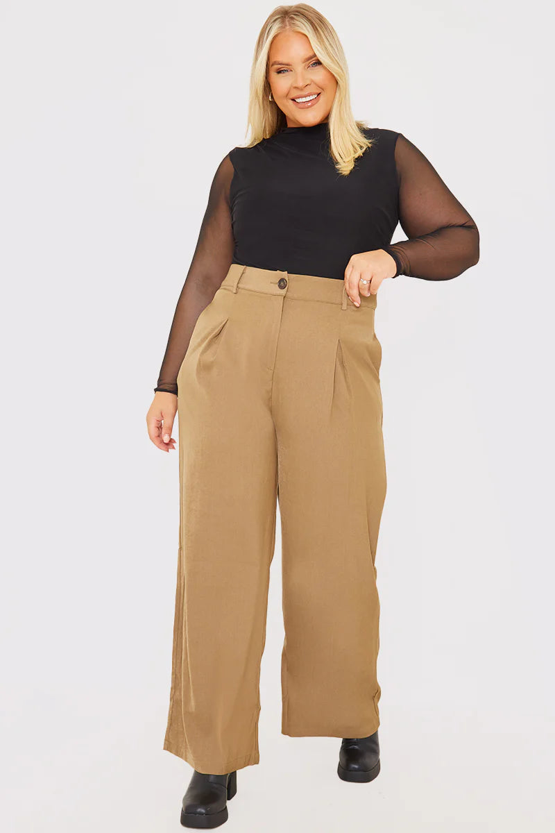 Pleat Front Straight Leg Trousers