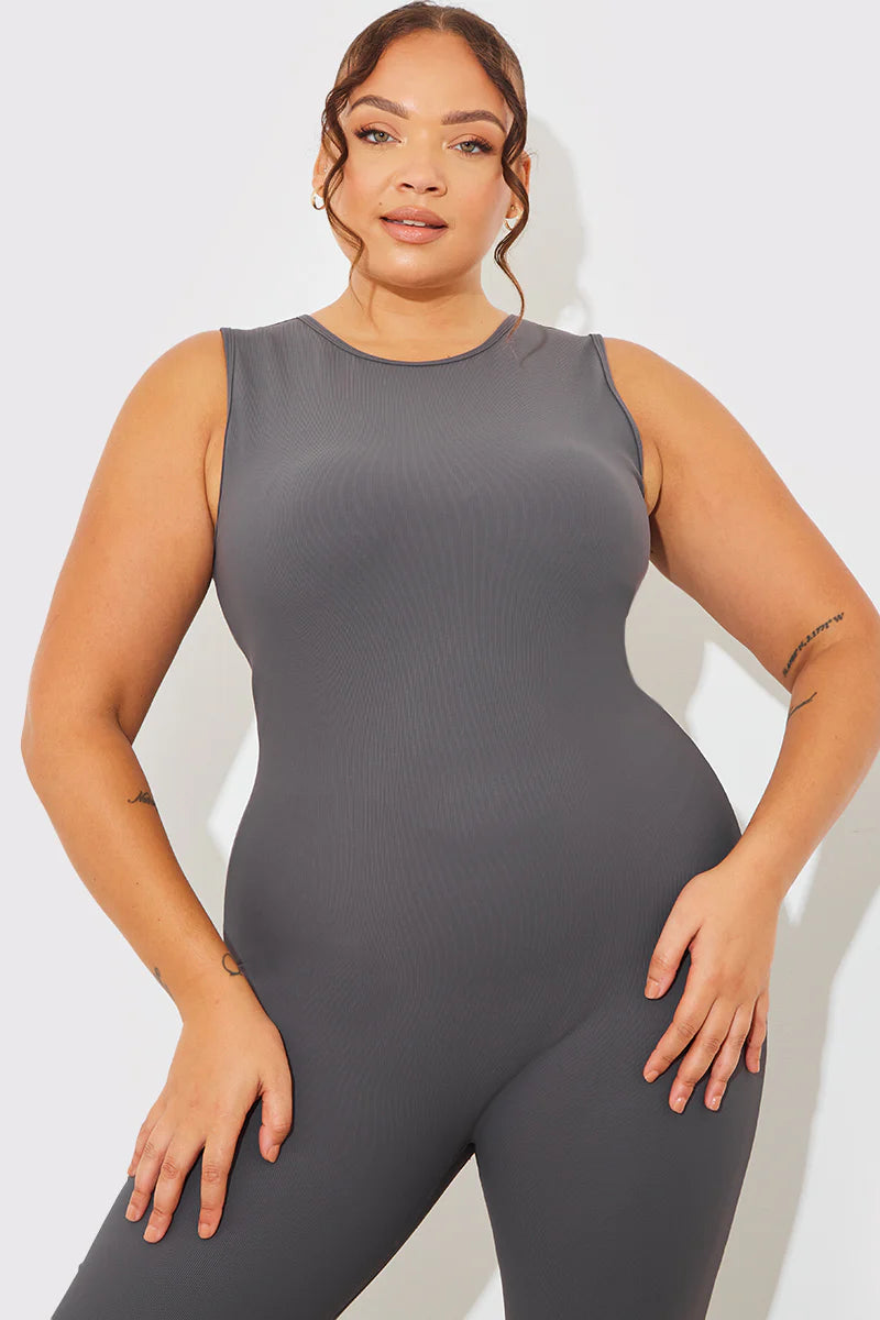 Built-In Bra Racer Neck Sleeveless Sculpt and Control Unitard