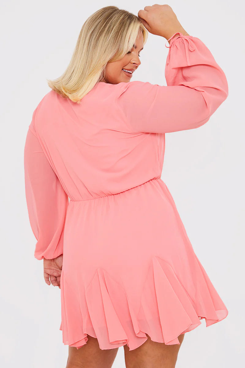 Long Sleeve Wrap Mini Dress