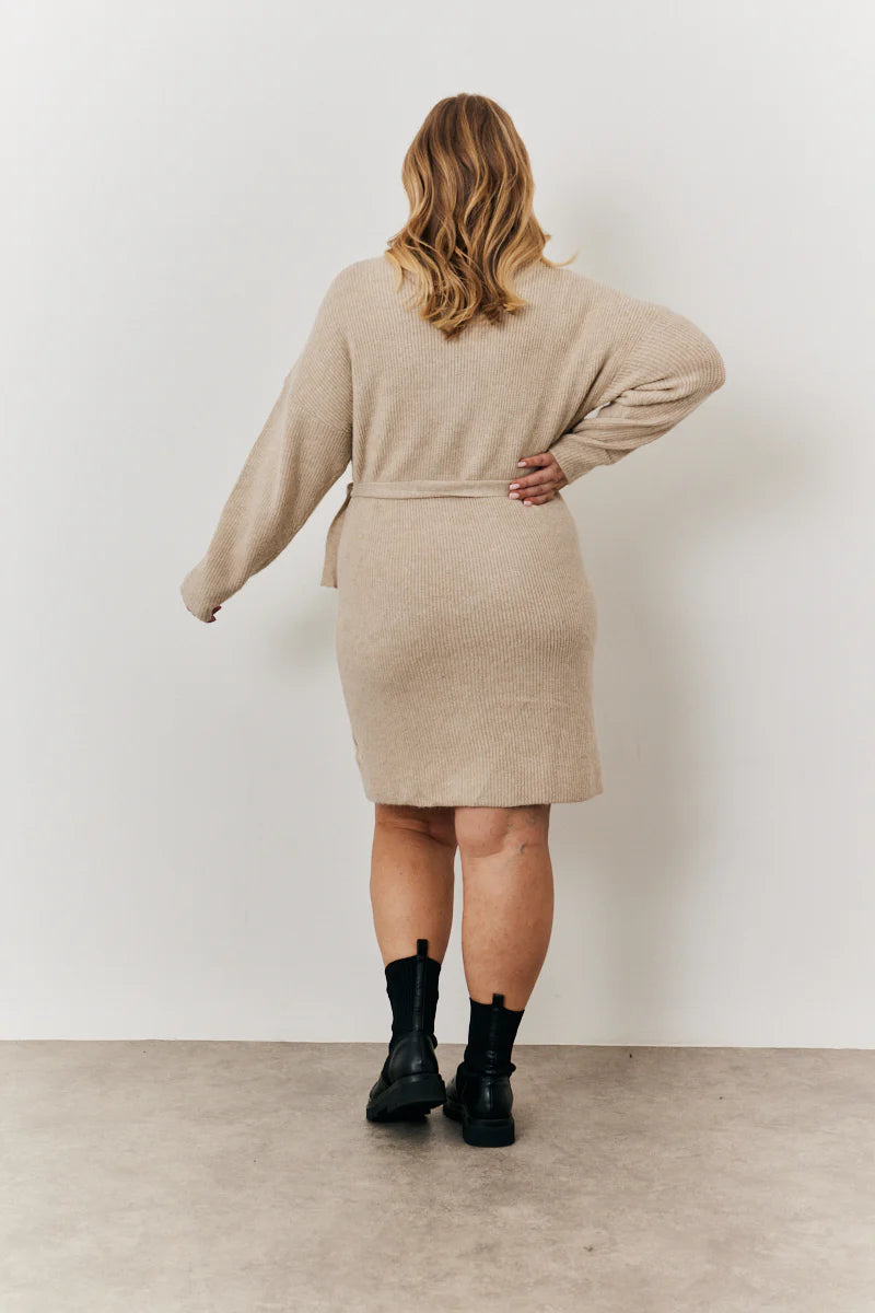 Belted Knit Wrap Mini Dress