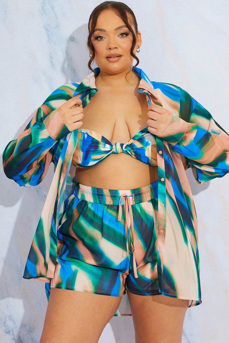 Abstract Print Chiffon Shirt