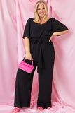 Square Neck Lace Trim Wide Leg Jumpsuit