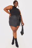Leather Look Wrap Skort