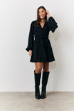 Black Drape Detail Mini Dress
