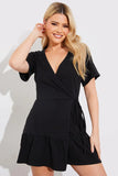 Short Sleeve Wrap Swing Dress