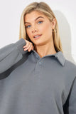 Collared Button Up Jersey Sweatshirt