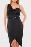 Asymmetric Cowl Neck Dress
