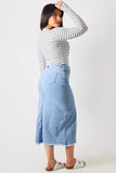 Denim Split Detail Midi Skirt
