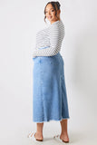 Denim Split Detail Midi Skirt