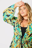 Abstract Print Tie Front Beach Kimono