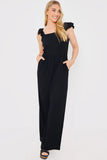 Frill Shoulder Crinkle Jumpsuit