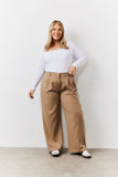 Adjustable Waist Pleat Wide Leg Trouser