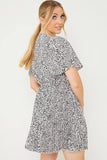 Animal Print Pleated Wrap Mini Dress
