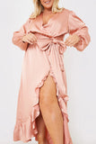 Satin Balloon Sleeve Maxi Dress