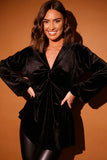 Velvet Blouson Sleeve Blouse
