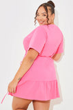 Short Sleeve Wrap Swing Dress