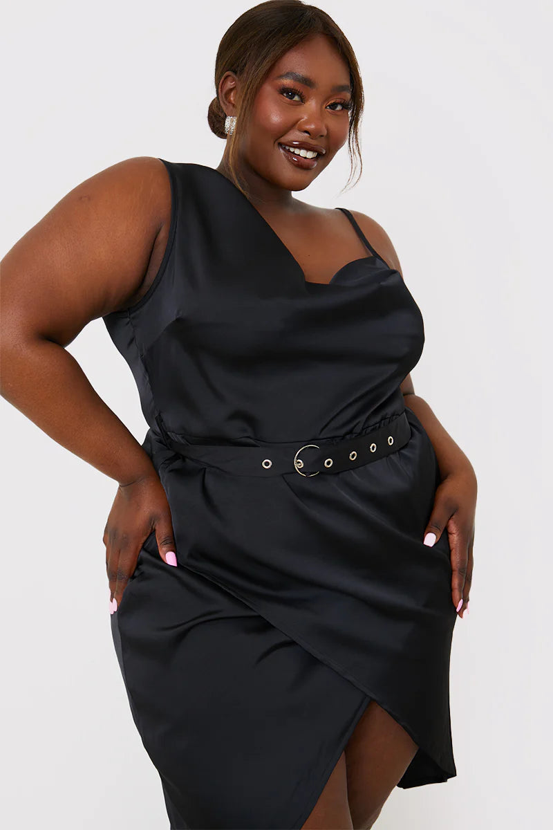 Asymmetric Cowl Neck Dress