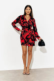 Abstract Print Wrap Mini Dress