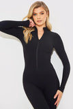 Built-In Bra Half Zip Long Sleeve Sculpt and Control Unitard