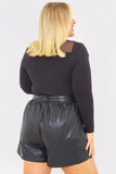 Leather Look Belted Shorts