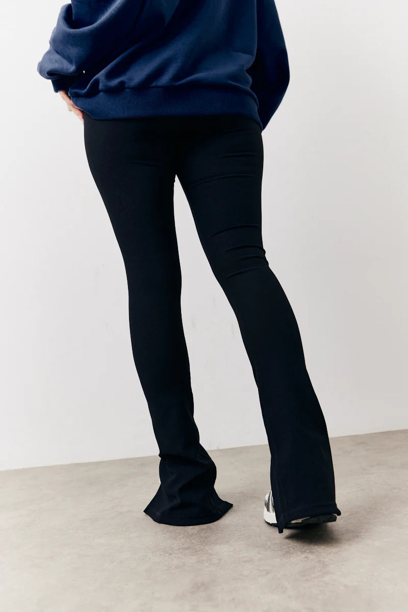 Black Sculpt & Control High Waisted Split Hem Ribbed Legging